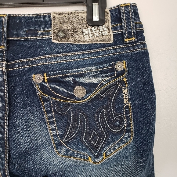 Mek Denim Women's 30x34 Krakow Boot Cut Dark Wash Jeans Flap Button Pockets - Picture 7 of 11